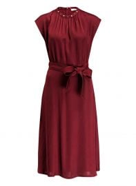 SANDRO - CONIQUE HIGH-COLLAR TIE WAIST DRESS at Saks Fifth Avenue